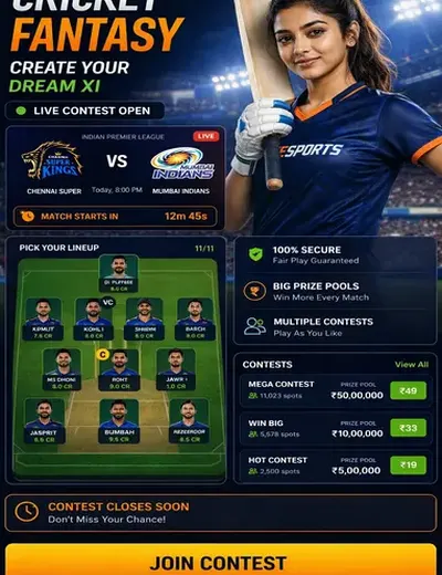 Come (Come Com) fantasy cricket & matchday visual 3